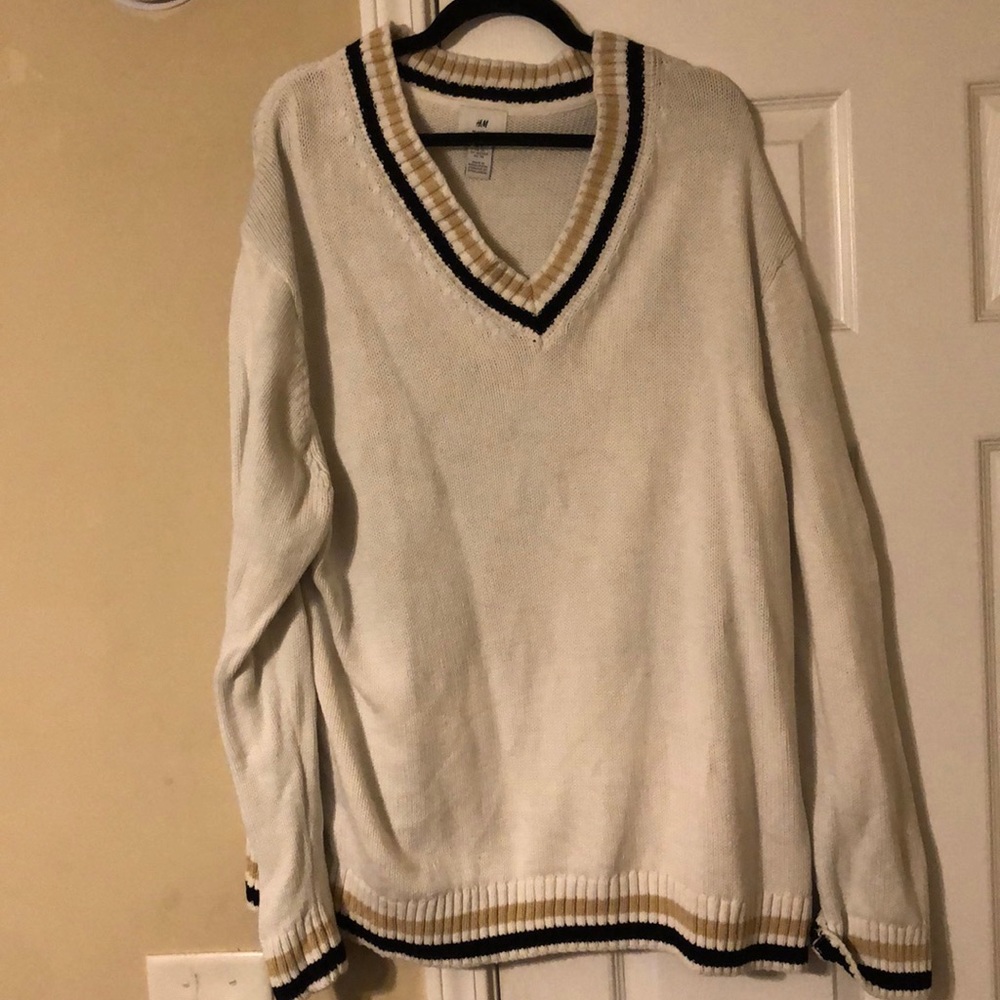 H&M White Cricket Sweater